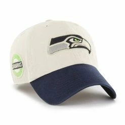 Cheap 🎁 Unbranded Men's '47 Cream/College Navy Seattle Seahawks Sidestep Clean Up Adjustable Hat ✨