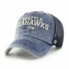 Promo 🎁 Unbranded Men's '47 College Navy Seattle Seahawks Drumlin Trucker Clean Up Snapback Hat ⭐