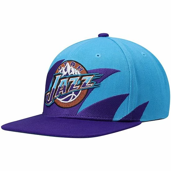 Outlet ❤️ Unbranded Men's Mitchell & Ness Turquoise/Purple Utah Jazz Hardwood Classics Sharktooth Snapback Hat ✨