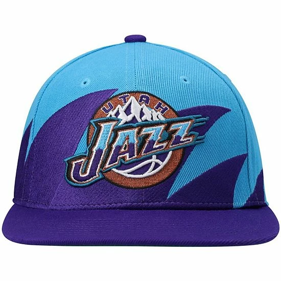 Outlet ❤️ Unbranded Men's Mitchell & Ness Turquoise/Purple Utah Jazz Hardwood Classics Sharktooth Snapback Hat ✨ - Image 3