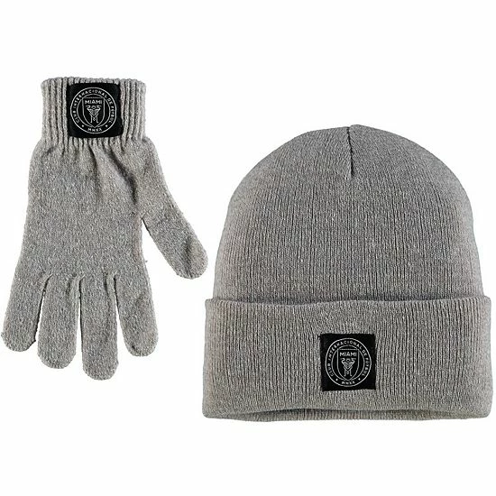 Hot Sale 😉 Unbranded 👩 Women's ZooZatz Heathered Gray Inter Miami CF Cuffed Knit Hat & Gloves Set 🧨