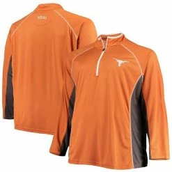 Best Pirce 🛒 Unbranded Men's Texas Orange Texas Longhorns Big & Tall Textured Raglan Quarter-Zip Jacket ✔️