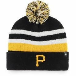 Coupon 🔥 Unbranded Men's '47 Black Pittsburgh Pirates State Line Cuffed Knit Hat With Pom 🛒