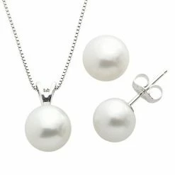 Best deal 😍 Unbranded Sterling Silver Freshwater Cultured Pearl Pendant And Stud Earring Set 💯