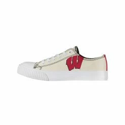 Wholesale 💯 Unbranded 👩 Women's FOCO Cream Wisconsin Badgers Low Top Canvas 👟 Shoes 🥰