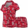 Deals 😀 Unbranded 👩 Women's Concepts Sport Red St. Louis Cardinals Zest Allover Print Button-Up 👚 Shirt & Shorts Sleep Set 🎁