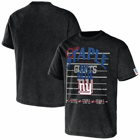 Buy โ๏ธ Unbranded Men's NFL X Staple Black New York Giants Throwback Vintage Wash T-Shirt ๐