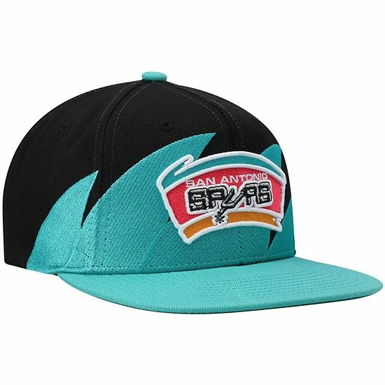 Flash Sale ๐ฅ Unbranded Men's Mitchell & Ness Black/Teal San Antonio Spurs Hardwood Classics Sharktooth Snapback Hat ๐คฉ - Image 4
