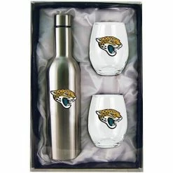 Hot Sale ❤️ Unbranded Jacksonville Jaguars 28oz. Stainless Steel Bottle With Stemless Glass Tumblers Set 🎁