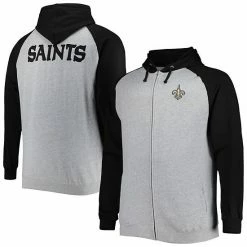 Hot Sale ⭐ Unbranded Men's Fanatics Branded Heather Gray New Orleans Saints Big & Tall Fleece Raglan Full-Zip Hoodie Jacket 🥰