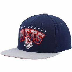 Best Pirce 🎉 Unbranded Men's Mitchell & Ness Navy/Gray New Jersey Nets Hardwood Classics Gradient Wordmark Snapback Hat 😀