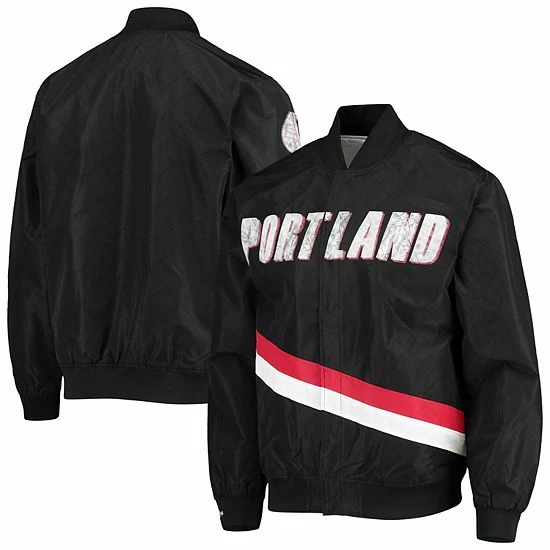 Outlet ๐ Unbranded Men's Portland Trail Blazers Black Mitchell & Ness Hardwood Classics 75th Anniversary Authentic Warmup Full-Snap Jacket ๐ - Image 2