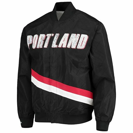 Outlet ๐ Unbranded Men's Portland Trail Blazers Black Mitchell & Ness Hardwood Classics 75th Anniversary Authentic Warmup Full-Snap Jacket ๐ - Image 3