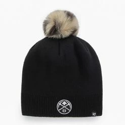Deals 💯 Unbranded 👩 Women's '47 Black Denver Nuggets Serengeti Knit Beanie With Pom ⌛