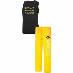 Promo 🧨 Unbranded 👩 Women's Concepts Sport Black/Gold Iowa Hawkeyes Team Tank Top & Pants Sleep Set 👍