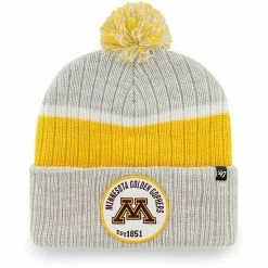 Promo 👍 Unbranded Men's '47 Gray Minnesota Golden Gophers Holcomb Cuffed Knit Hat With Pom 👏