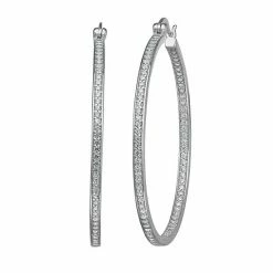 Best Pirce 🧨 Unbranded Sterling Silver & Cubic Zirconia Hoop Earrings 💯
