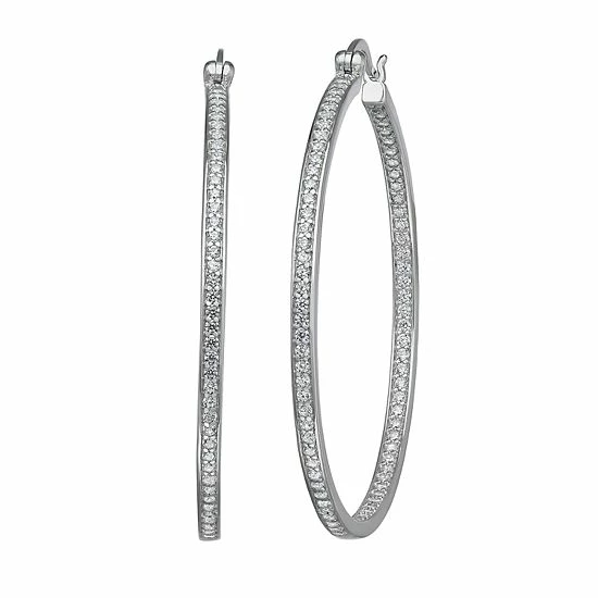 Best Pirce ๐งจ Unbranded Sterling Silver & Cubic Zirconia Hoop Earrings ๐ฏ