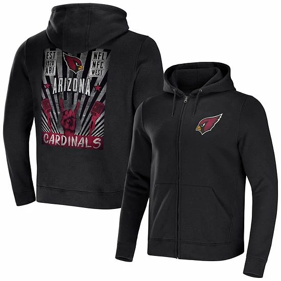 New 😉 Unbranded Men's NFL X Darius Rucker Collection By Fanatics Black Arizona Cardinals Rocker Full-Zip Hoodie 🎁