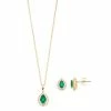 Best Pirce 😍 Unbranded 14k Gold Over Silver Lab-Created Emerald & Lab-Created White Sapphire Teardrop Pendant & Earring Set 🥰