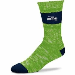 Wholesale 💯 Unbranded 👩 Women's For Bare Feet Seattle Seahawks Alpine Stripes Crew 🧦 Socks 🧨