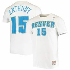 Best reviews of ⌛ Unbranded Men's Mitchell & Ness Carmelo Anthony White Denver Nuggets Hardwood Classics Stitch Name & Number T-Shirt 🎁