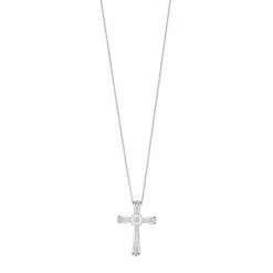 New 🧨 Unbranded Sterling Silver 1/10 Carat T.W. Diamond Cross Pendant Necklace ⌛