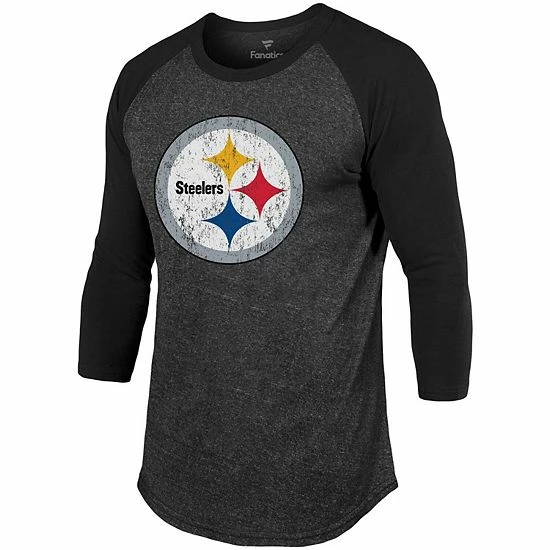Cheapest ๐ Unbranded Men's Fanatics Branded Chase Claypool Black Pittsburgh Steelers Team Player Name & Number Tri-Blend Raglan 3/4-Sleeve T-Shirt ๐ - Image 3