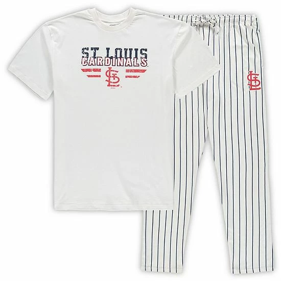 Cheap 🔔 Unbranded Men's Concepts Sport White/Navy St. Louis Cardinals Big & Tall Pinstripe Sleep Set 🌟