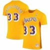 Outlet ✔️ Unbranded Men's Mitchell & Ness Kareem Abdul-Jabbar Gold Los Angeles Lakers Hardwood Classics Stitch Name & Number T-Shirt 😍