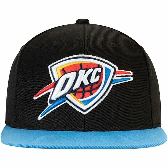 Wholesale ๐ Unbranded Men's Mitchell & Ness Black/Blue Oklahoma City Thunder Logo Adjustable Central Snapback Hat ๐งจ - Image 3