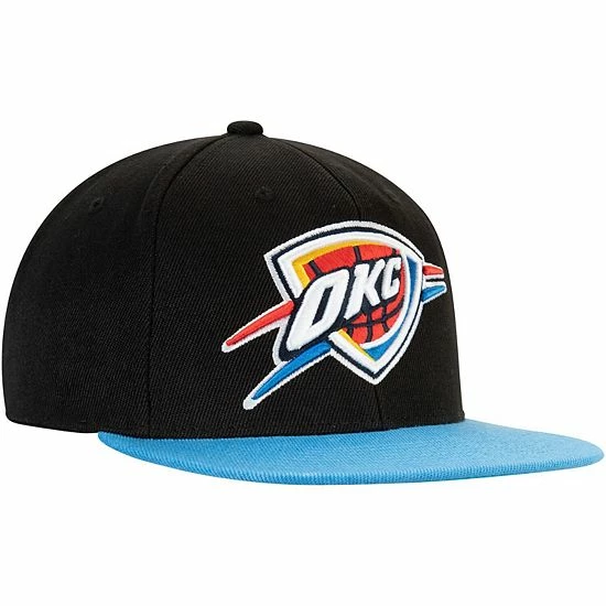 Wholesale ๐ Unbranded Men's Mitchell & Ness Black/Blue Oklahoma City Thunder Logo Adjustable Central Snapback Hat ๐งจ - Image 4
