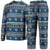 Deals 😍 Unbranded Men's Concepts Sport Navy West Virginia Mountaineers Ugly Sweater Long Sleeve T-Shirt And Pants Sleep Set 👍
