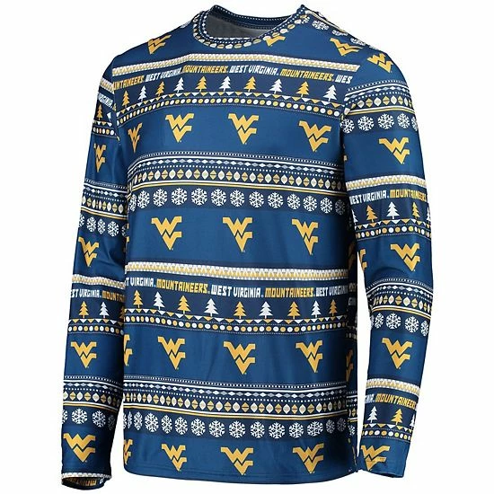 Deals ๐ Unbranded Men's Concepts Sport Navy West Virginia Mountaineers Ugly Sweater Long Sleeve T-Shirt And Pants Sleep Set ๐ - Image 3
