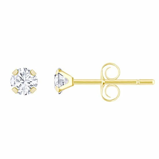 Wholesale ๐ Unbranded Kids' 14k Gold 3 Mm Cubic Zirconia Stud Earrings White ๐ - Image 3
