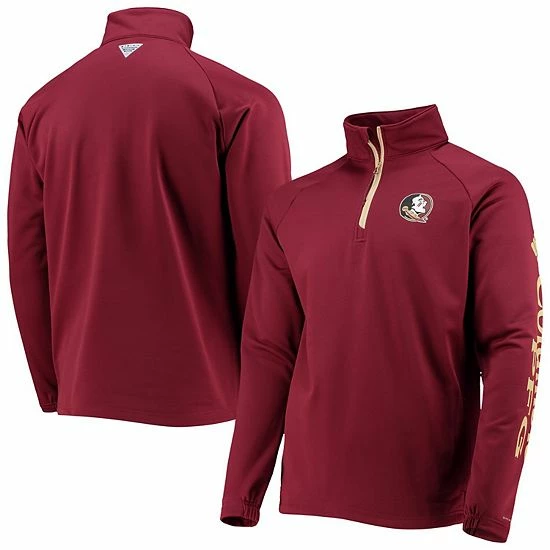 Outlet 😍 Unbranded Men's Columbia Garnet Florida State Seminoles Terminal Tackle Fleece Raglan Omni-Shade Quarter-Zip Jacket ✨