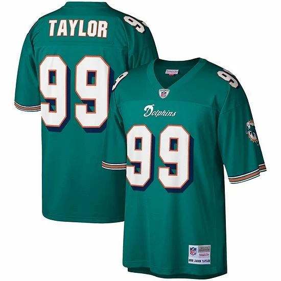New โจ Unbranded Men's Mitchell & Ness Jason Taylor Aqua Miami Dolphins 2006 Legacy Replica Jersey ๐