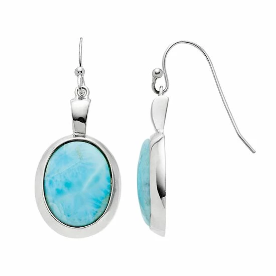Outlet ⭐ Unbranded Sterling Silver Larimar Oval Drop Earrings ✨