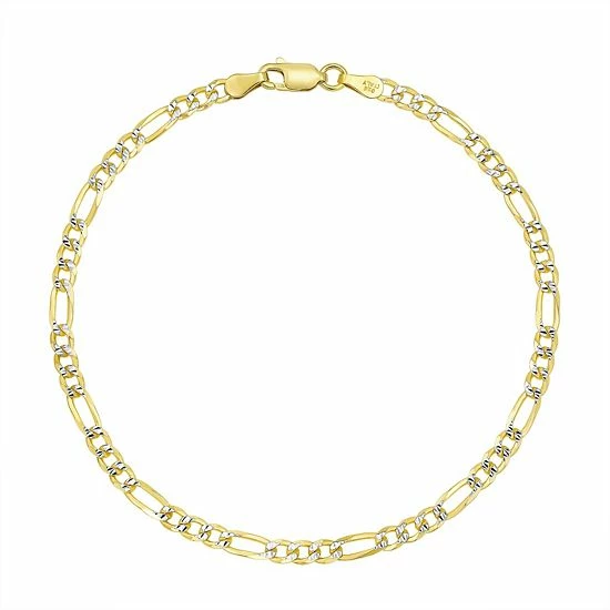 Coupon 🤩 Unbranded Two Tone Sterling Silver Figaro Chain Bracelet ⌛