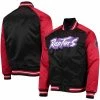 Discount 👏 Unbranded Men's Mitchell & Ness Black/Red Toronto Raptors Hardwood Classics Reload 3.0 Raglan Full-Snap Satin Jacket 🌟