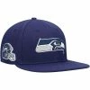 Cheap 🤩 Unbranded Men's Pro Standard College Navy Seattle Seahawks Logo II Snapback Hat 💯
