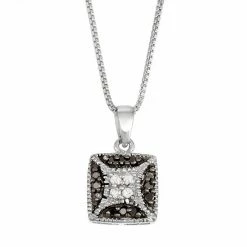 Top 10 ⌛ Unbranded Sterling Silver 1/10 Carat T.W. Black & White Diamond Square Necklace 🥰