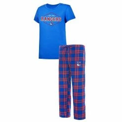 New ⌛ Unbranded 👩 Women's Concepts Sport Blue/Red New York Rangers Badge T-Shirt & Pants Sleep Set ⭐