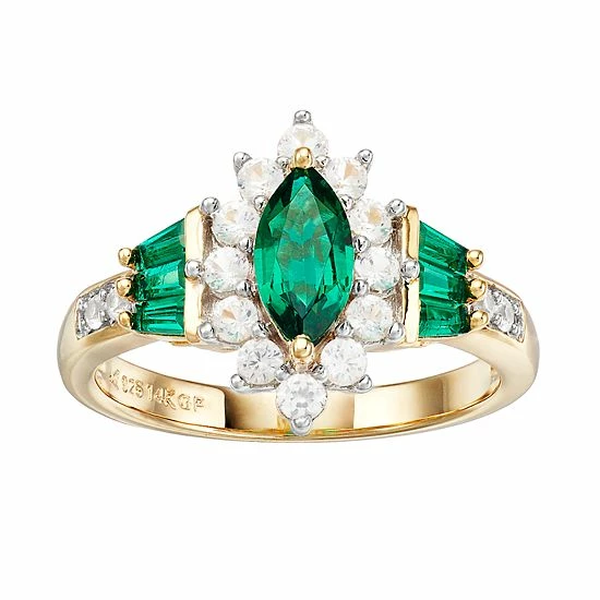 Discount ๐ Unbranded 14k Gold Over Silver Lab-Created Emerald & Lab-Created White Sapphire Ring ๐ฏ