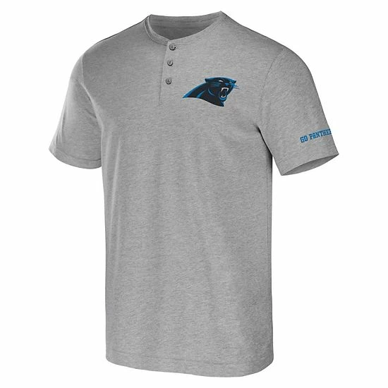 Flash Sale 😀 Unbranded Men's NFL X Darius Rucker Collection By Fanatics Heather Gray Carolina Panthers Henley T-Shirt ❤️ - Image 3