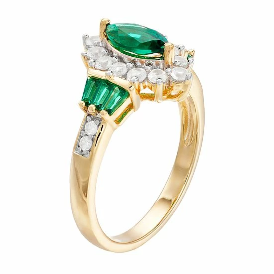 Discount ๐ Unbranded 14k Gold Over Silver Lab-Created Emerald & Lab-Created White Sapphire Ring ๐ฏ - Image 2