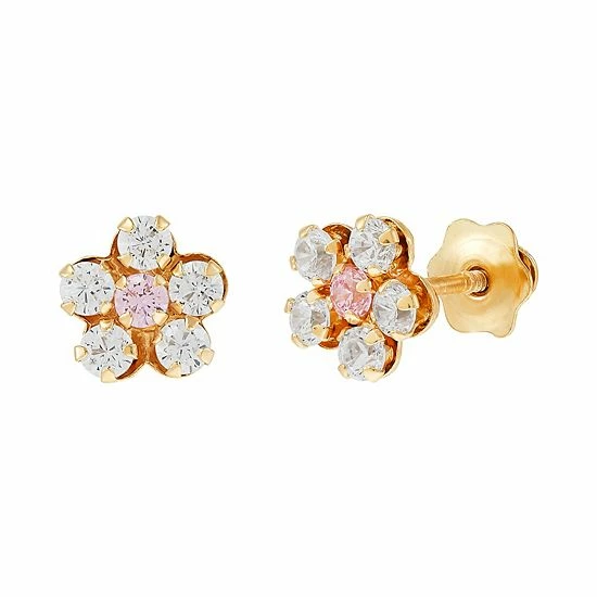 Discount ๐งจ Unbranded 14k Gold Cubic Zirconia Flower Stud Earrings ๐ - Image 2