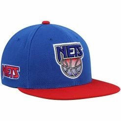 Cheapest 🌟 Unbranded Men's Mitchell & Ness Blue/Red New Jersey Nets Hardwood Classics Core Side Snapback Hat 🔔