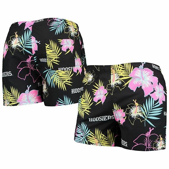 Promo 🎉 Unbranded Men's FOCO Black Indiana Hoosiers Neon Floral Swim Trunks 🔥