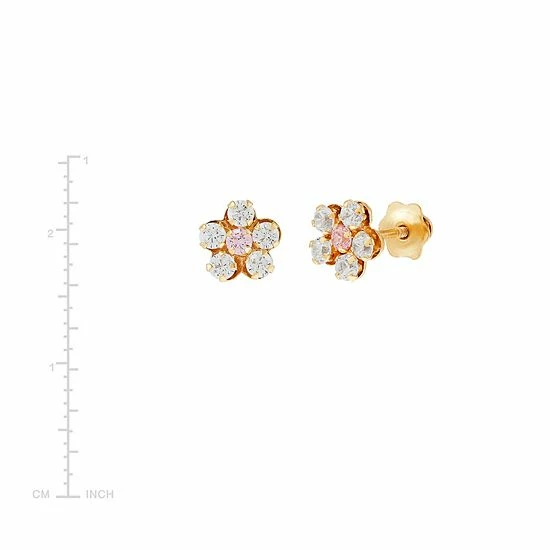 Discount ๐งจ Unbranded 14k Gold Cubic Zirconia Flower Stud Earrings ๐ - Image 3